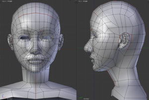 モデリング　ポリゴン　顔の流れ　face poligon 