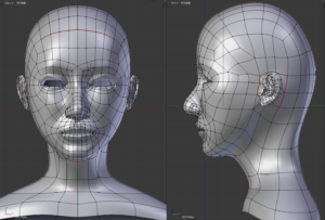 モデリング　ポリゴン　顔の流れ　face poligon 